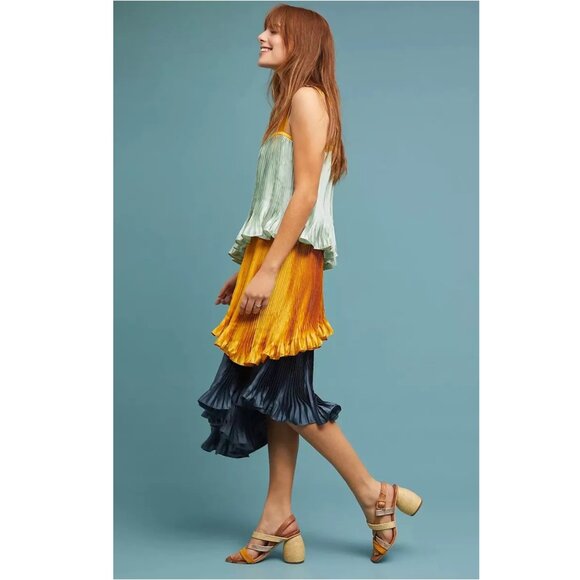 Anthropologie x Guapa Pleated Colorblock Dress S - Picture 1 of 15